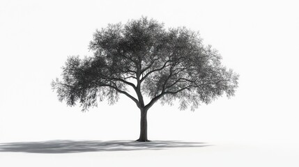 Obraz premium Single grayscale tree isolated on white.