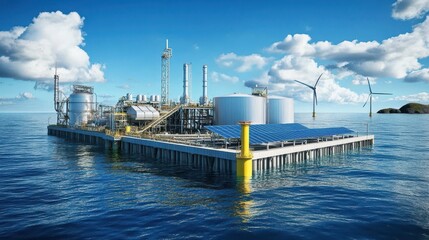 Obraz premium The integration of hydrogen energy in offshore renewable resources. 