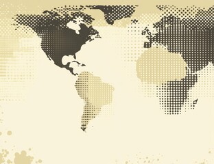Fototapeta premium A current illustration of the North and South American continents with a dotted design on a white background