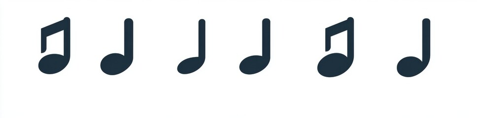 A set of musical note icons and symbols, depicted in a modern illustration style