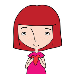 Sweet Girl Holding a Heart