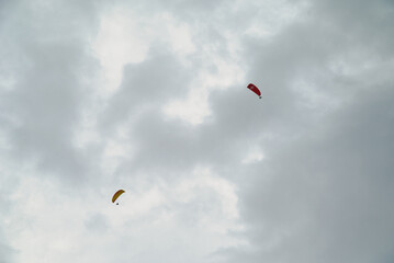 Paragliding in the sky in Interlaken, Switzerland
