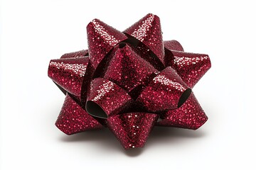 Glittery red gift bow, starburst design