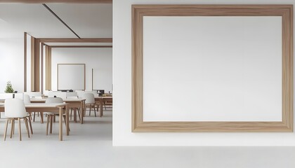 Fototapeta premium Modern Office Interior With Large Wooden Frame