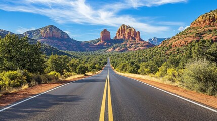 Scenic Road Cutting Through Mountain Pass