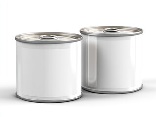 Two blank food cans on a white background