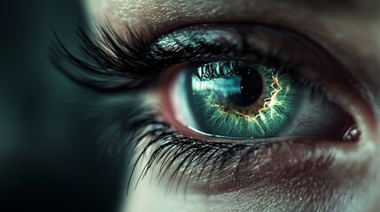 Obraz premium An explosion in the universe and the speed of light in a galaxy are depicted against an abstract background of blue, green, and white neon glow colors