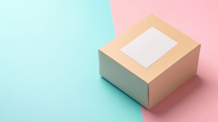 Blank beige box on pastel background