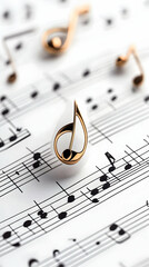 White music note ornament on sheet music.
