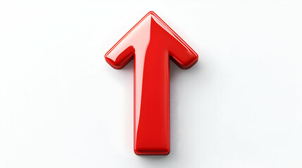 Glossy Red Arrow Pointing Upward Isolated on White Background