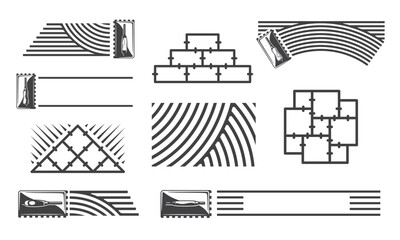 Laying tiles icons set isolated on white background. Vintage tiling template. Design elements. Vector illustration