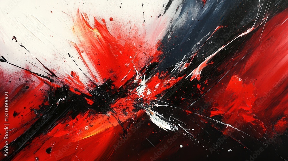 Poster explosive abstract artwork capturing the essence of anger with red and black energetic strokes and s