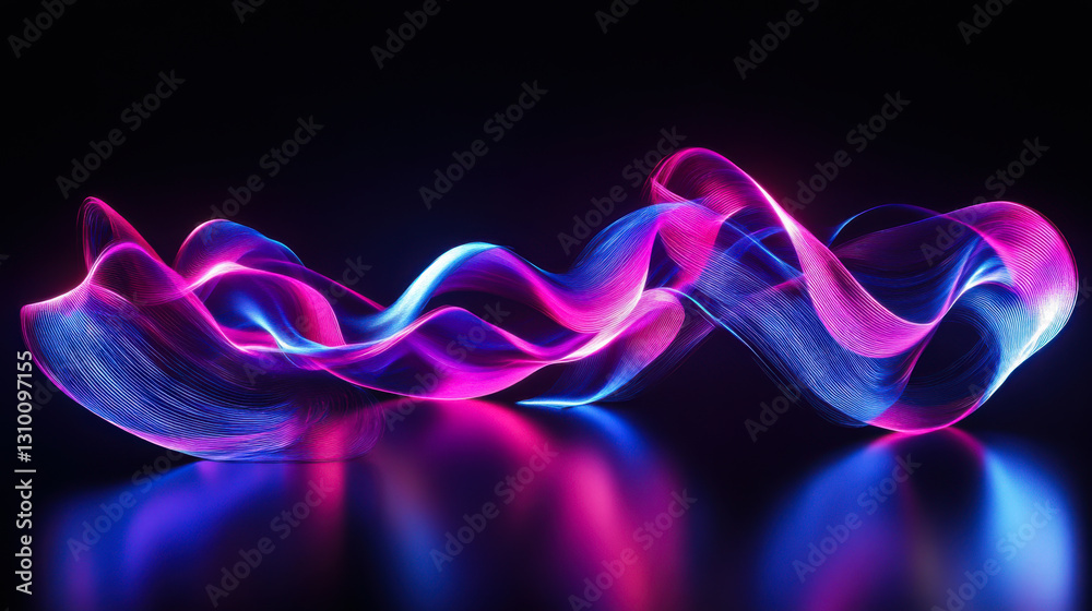 Poster colorful abstract light waves create a mesmerizing visual display in a dark setting