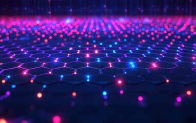 Abstract glowing hexagonal network background.