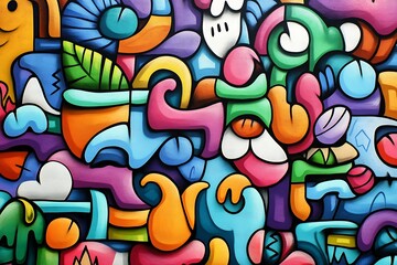 Urban street art symbolized by seamless graffiti pattern on concrete strikingly clear  
