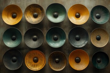 Fototapeta premium An abstract design with metallic round sequins as the background