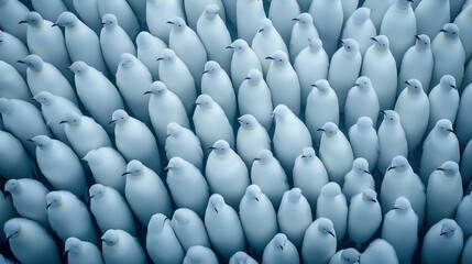 Fototapeta premium A flock of white birds gathered in the center of a cluster of white birds