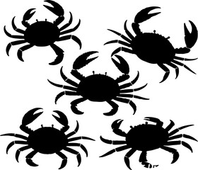 pointilize crab set illustration
