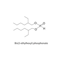 Obraz premium Bis(2-ethylhexyl) phosphonate skeletal structure .Organophosphorodithioate compound schematic illustration. Simple diagram, chemical formula.