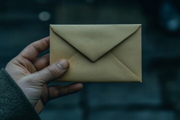 Hand holding a kraft paper envelope