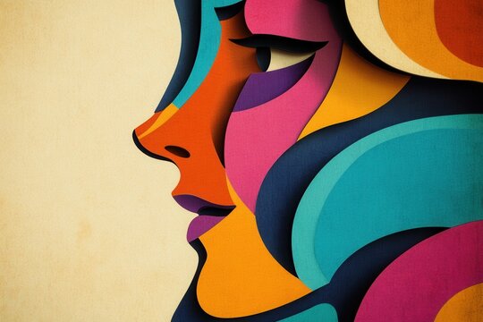 Vibrant retro style paper art design inspired by 1980s political posters showcasing bold colors and depth Generative AI