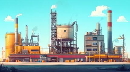 Obraz premium Industrial complex illustration.