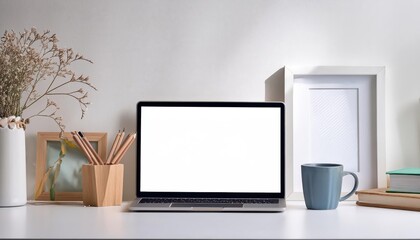 Minimalistic White Workspace With Modern Technology, Artistic Tools, Cozy Amenities, Conveying a Productive Yet Relaxing Environment