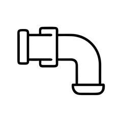 Pipe fitting icon in black outline style