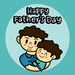 Hand-Drawn Father's Day Illustration With Son