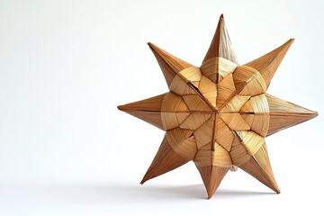 Obraz premium Intricate woven star, light brown, geometric