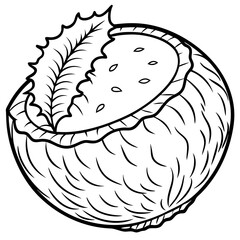 Detailed illustration of a leaf resting on a circular surface with seeds