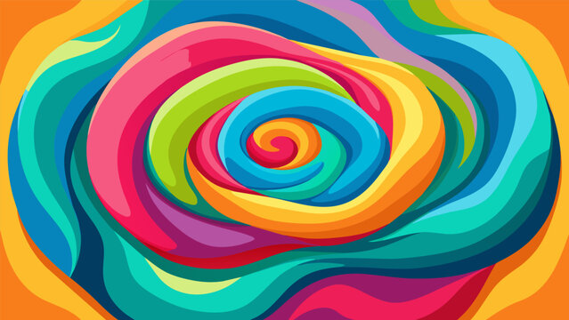 Bright bold colors mix and swirl together as the kinetic sand is manipulated and shaped creating a vibrant and unique piece of art.. Vector illustration