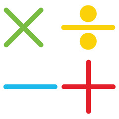 Obraz premium Plus, minus, multiplication and division mathematical symbols set. Pink arithmetic education signs for web, app, infographic. Math operations realistic vector illustration isolated