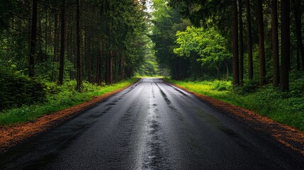 Fototapeta premium Forest road | Tranquil Nature Pathway | Wilderness Drive