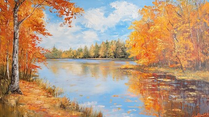 Serene Autumn Lake Reflection Landscape
