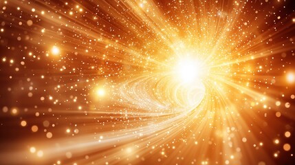 Golden light tunnel, radial bursts,  glowing particles,  abstract background.  Use Presentation backdrop