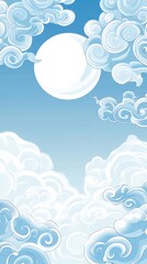 Whimsical sky with moon and swirling clouds in dreamy atmosphere