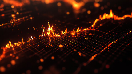Vibrant data visualization showcasing fluctuating metrics in a high-tech analytical environment