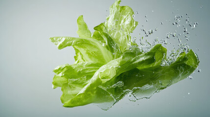 Floating Lettuce Leaves with Soft Pastel Background &ndash; Vibrant Food Photography for Fresh and Healthy Eating Concepts