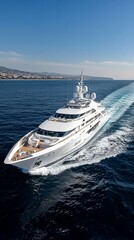 Fototapeta premium Luxury yacht cruising Mediterranean coast
