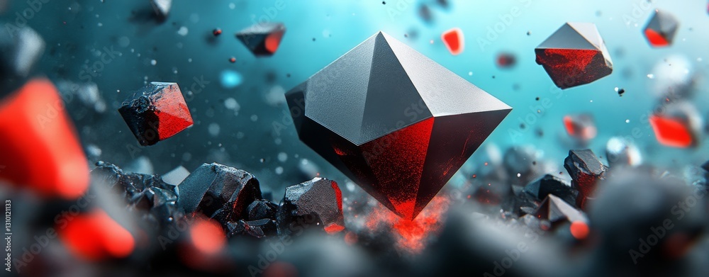 Poster the potential of quantum computing is depicted as a vibrant red light bursting from a dark backgroun