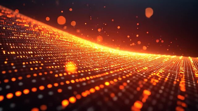 Fiery Digital Wave: Abstract Data Visualization