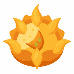 Bright and cheerful sun illustration with stylized rays and leaves