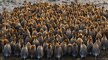 Obraz premium King Penguin Colony: Natural Habitat and Wildlife Photography