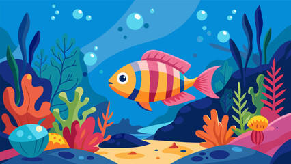 In my dream I was underwater surrounded by shimmering fish and coral reefs and I recreated the mesmerizing scene in my journal using layers of vibrant. Vector illustration