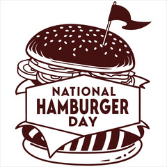 silhouette National Hamburger Day on white background