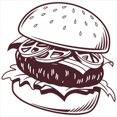 silhouette National Hamburger Day on white background