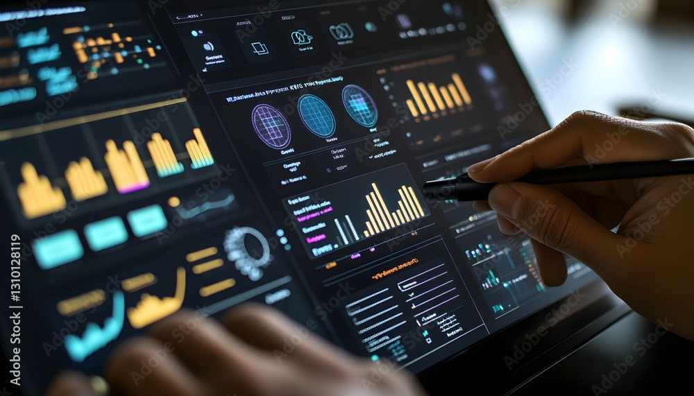 Poster hands interact with data driven digital display screen