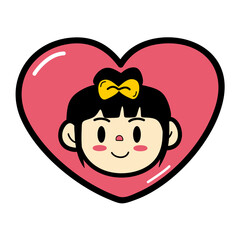 Cute Clip Art Hand-Drawn Girl In Love Vector