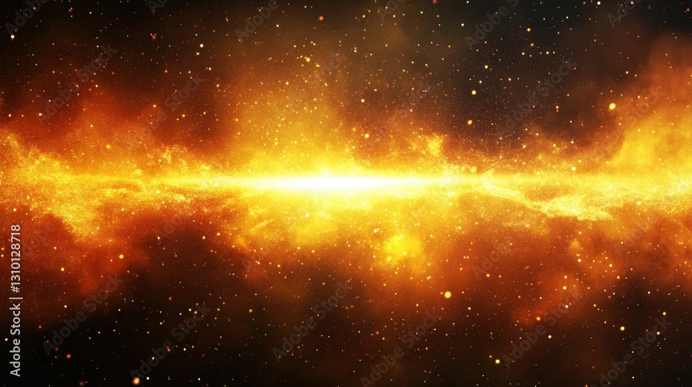 Poster vibrant light breaking through darkness creates an abstract cosmic landscape filled with color and i
